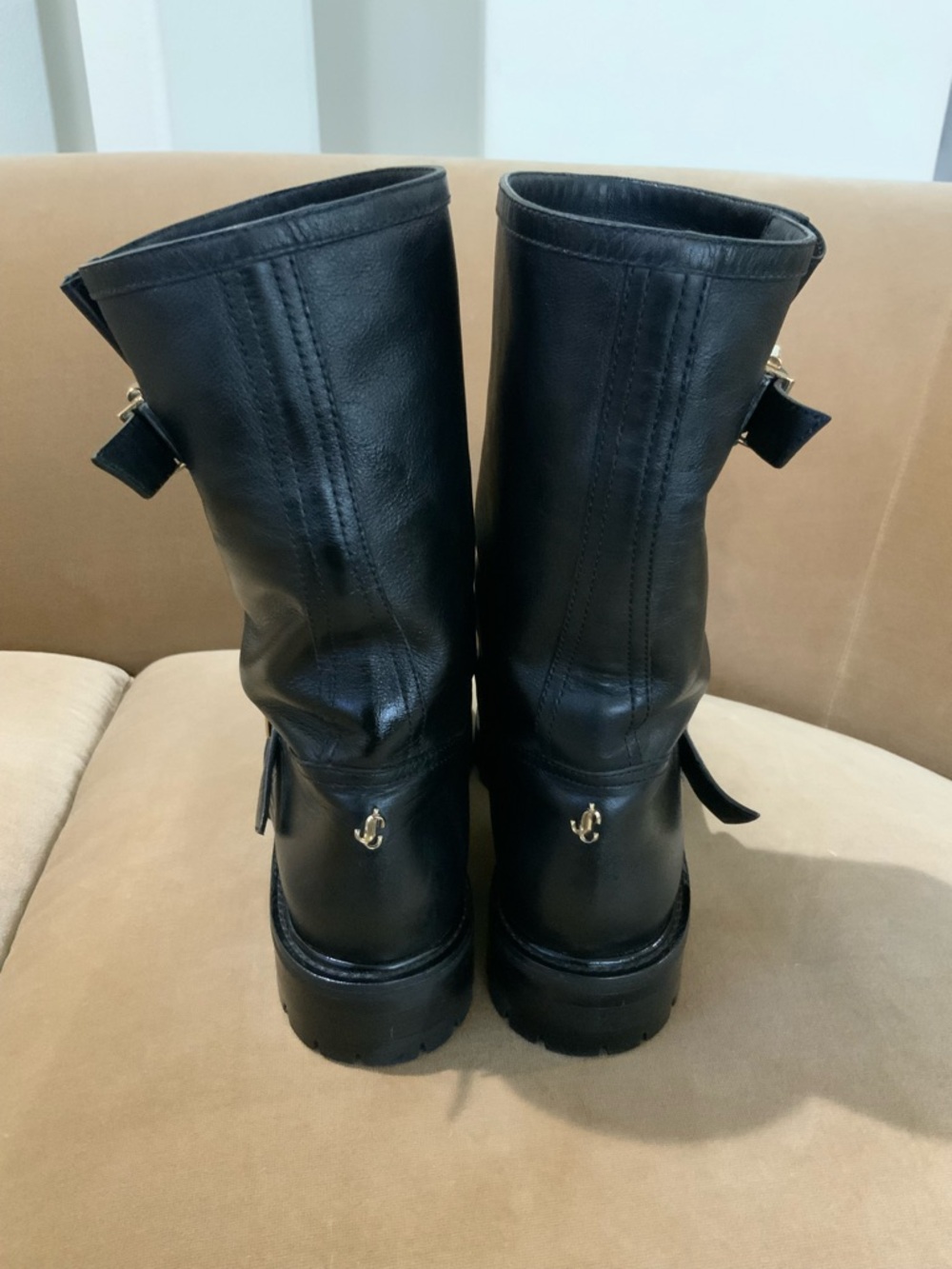 Jimmy Choo Biker Textured Leather Boots sz 39 - Picture 3 of 16